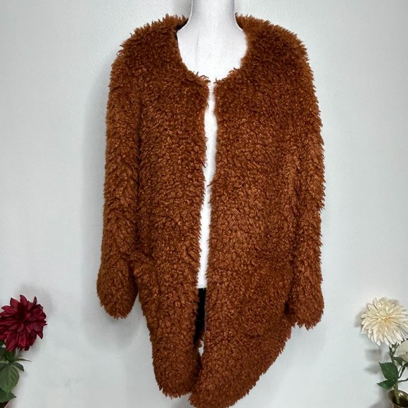 Paparazzi Brown Teddy Jacket Cozy Soft Winter Boho - Picture 1 of 7